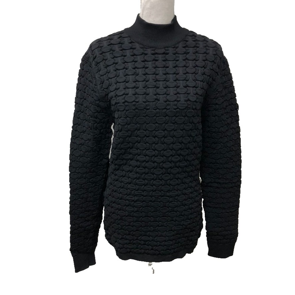 Jet Set Sweater Jumper Womens Large Black Bubble‎ Knit Stretch Mock Neck Comfort